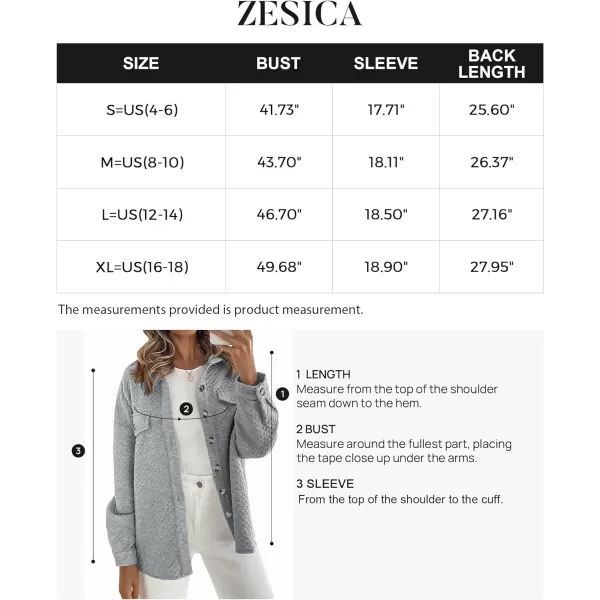 imageZESICA Womens Casual Long Sleeve Button Down Loose Lightweight Shacket Shirt Jacket Coat Outerwear with PocketsLightgrey