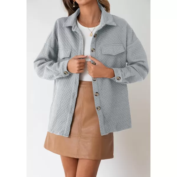 imageZESICA Womens Casual Long Sleeve Button Down Loose Lightweight Shacket Shirt Jacket Coat Outerwear with PocketsLightgrey