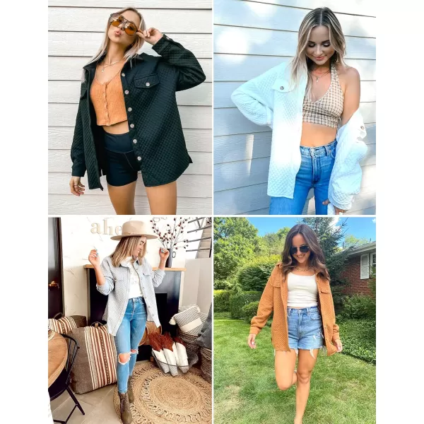 imageZESICA Womens Casual Long Sleeve Button Down Loose Lightweight Shacket Shirt Jacket Coat Outerwear with PocketsLightgrey