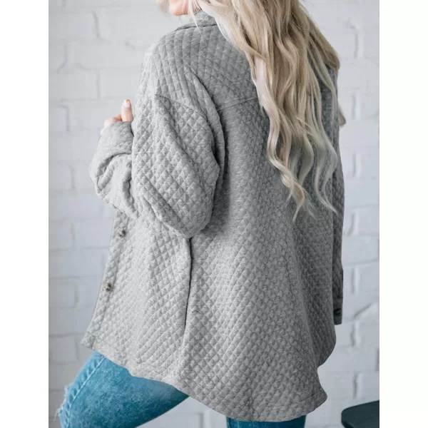 imageZESICA Womens Casual Long Sleeve Button Down Loose Lightweight Shacket Shirt Jacket Coat Outerwear with PocketsLightgrey