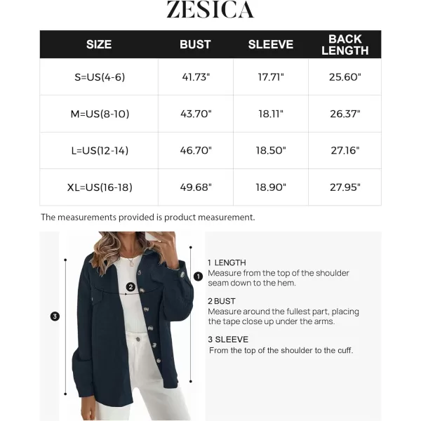 imageZESICA Womens Casual Long Sleeve Button Down Loose Lightweight Shacket Shirt Jacket Coat Outerwear with PocketsNavy