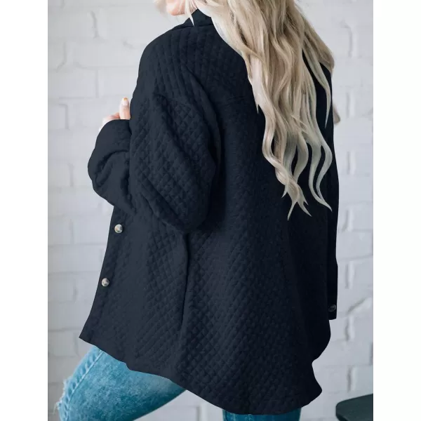 imageZESICA Womens Casual Long Sleeve Button Down Loose Lightweight Shacket Shirt Jacket Coat Outerwear with PocketsNavy