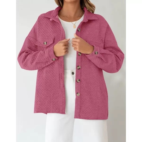 imageZESICA Womens Casual Long Sleeve Button Down Loose Lightweight Shacket Shirt Jacket Coat Outerwear with PocketsPlum