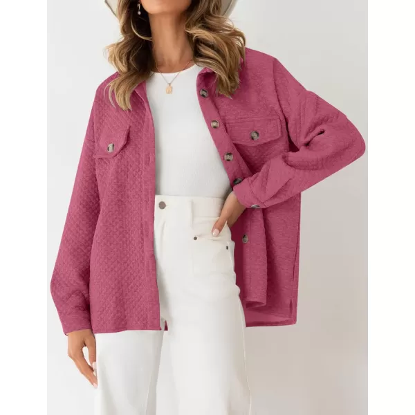 imageZESICA Womens Casual Long Sleeve Button Down Loose Lightweight Shacket Shirt Jacket Coat Outerwear with PocketsPlum