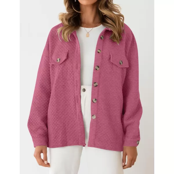 imageZESICA Womens Casual Long Sleeve Button Down Loose Lightweight Shacket Shirt Jacket Coat Outerwear with PocketsPlum