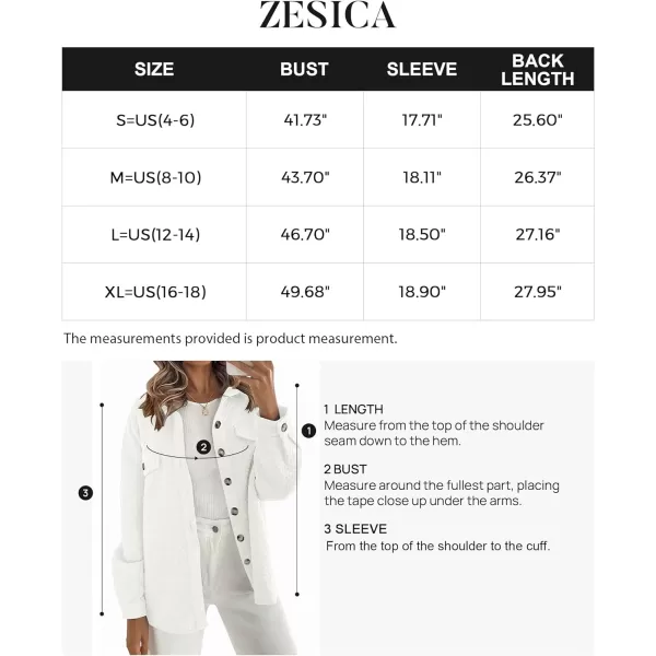 imageZESICA Womens Casual Long Sleeve Button Down Loose Lightweight Shacket Shirt Jacket Coat Outerwear with PocketsWhite