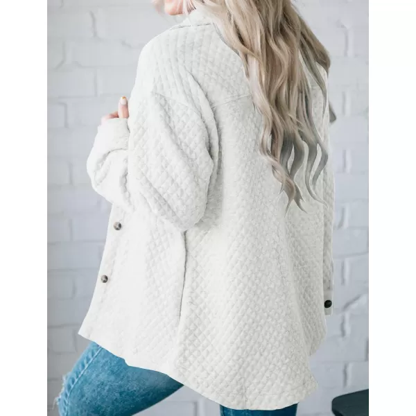 imageZESICA Womens Casual Long Sleeve Button Down Loose Lightweight Shacket Shirt Jacket Coat Outerwear with PocketsWhite