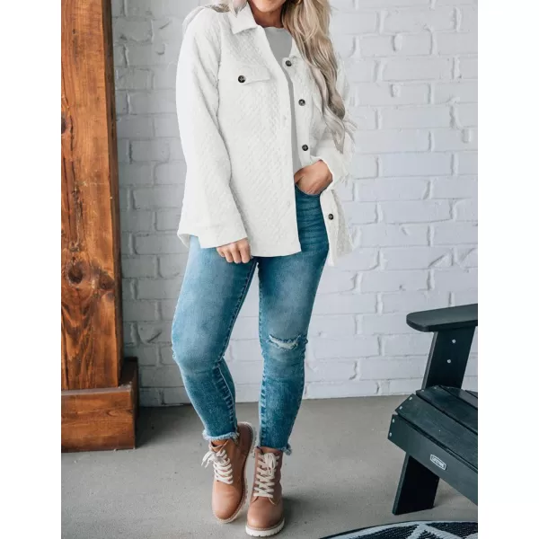 imageZESICA Womens Casual Long Sleeve Button Down Loose Lightweight Shacket Shirt Jacket Coat Outerwear with PocketsWhite