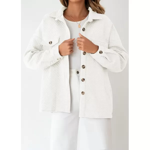 imageZESICA Womens Casual Long Sleeve Button Down Loose Lightweight Shacket Shirt Jacket Coat Outerwear with PocketsWhite