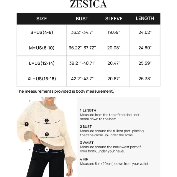 imageZESICA Womens Casual Long Sleeve Crew Neck Pullover 2023 Fall Ribbed Knit Loose Contrast Color Sweater TopsApricot