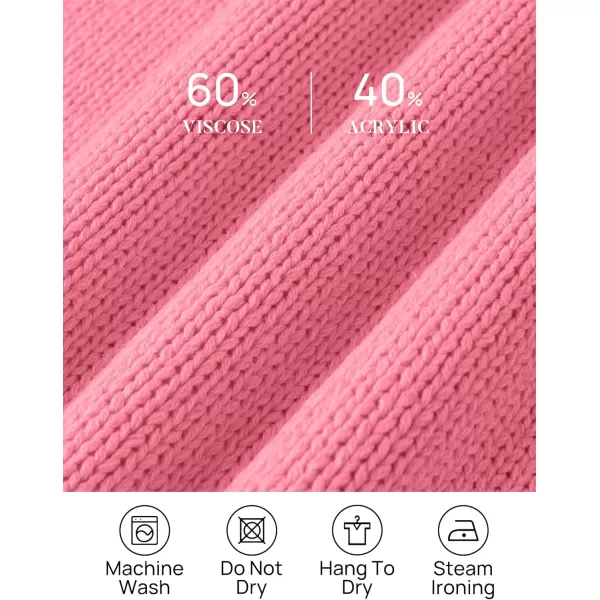 imageZESICA Womens Casual Long Sleeve Crew Neck Pullover 2023 Fall Ribbed Knit Loose Contrast Color Sweater TopsHotpink
