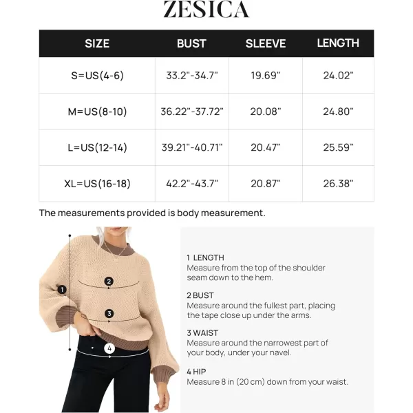 imageZESICA Womens Casual Long Sleeve Crew Neck Pullover 2023 Fall Ribbed Knit Loose Contrast Color Sweater TopsKhaki
