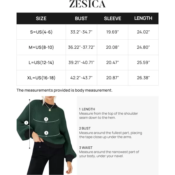 imageZESICA Womens Casual Long Sleeve Crew Neck Pullover 2024 Fall Ribbed Knit Loose Contrast Color Sweater TopsDarkgreen
