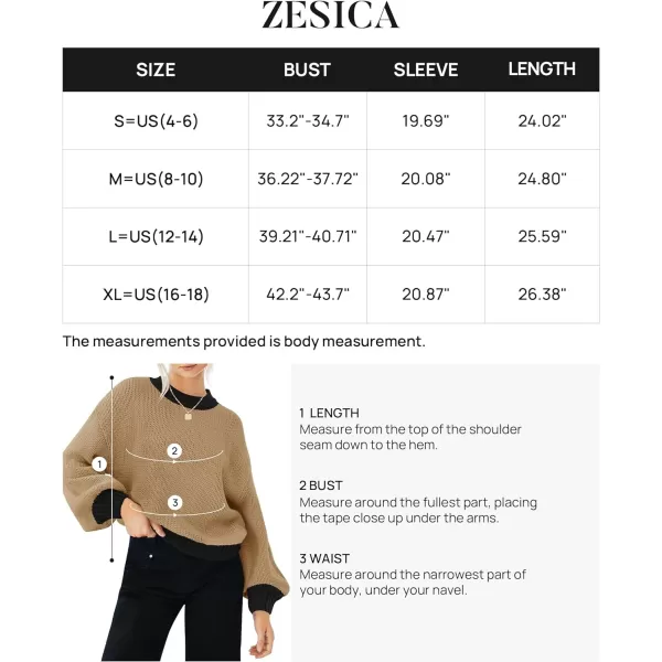 imageZESICA Womens Casual Long Sleeve Crew Neck Pullover 2024 Fall Ribbed Knit Loose Contrast Color Sweater TopsOats