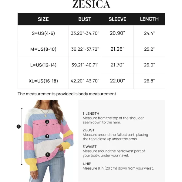 imageZESICA Womens Casual Long Sleeve Crew Neck Striped Color Block Oversized Loose Fit Soft Knit Sweater Pullover TopsHotpink