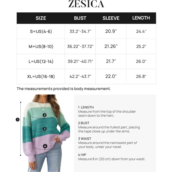imageZESICA Womens Casual Long Sleeve Crew Neck Striped Color Block Oversized Loose Fit Soft Knit Sweater Pullover TopsMint