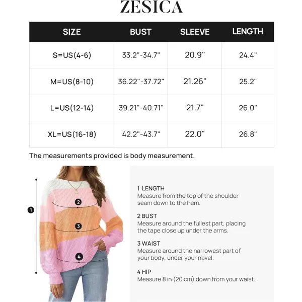 imageZESICA Womens Casual Long Sleeve Crew Neck Striped Color Block Oversized Loose Fit Soft Knit Sweater Pullover TopsPink