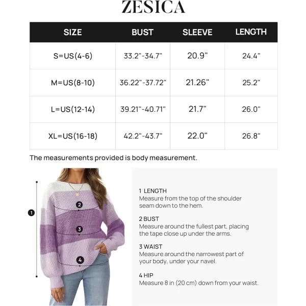 imageZESICA Womens Casual Long Sleeve Crew Neck Striped Color Block Oversized Loose Fit Soft Knit Sweater Pullover TopsTaro
