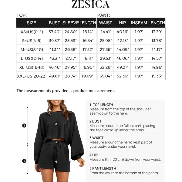 imageZESICA Womens Casual Long Sleeve Solid Color Knit Pullover Sweatsuit 2 Piece Short Sweater Outfits SetsBlack