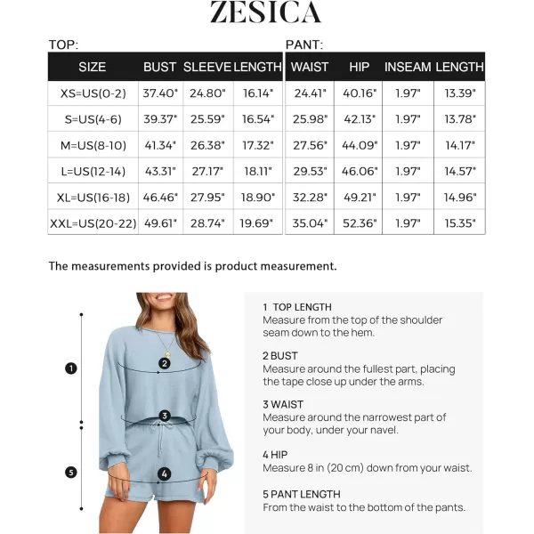 imageZESICA Womens Casual Long Sleeve Solid Color Knit Pullover Sweatsuit 2 Piece Short Sweater Outfits SetsBlue