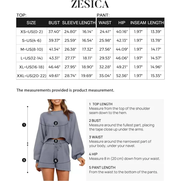 imageZESICA Womens Casual Long Sleeve Solid Color Knit Pullover Sweatsuit 2 Piece Short Sweater Outfits SetsGrey
