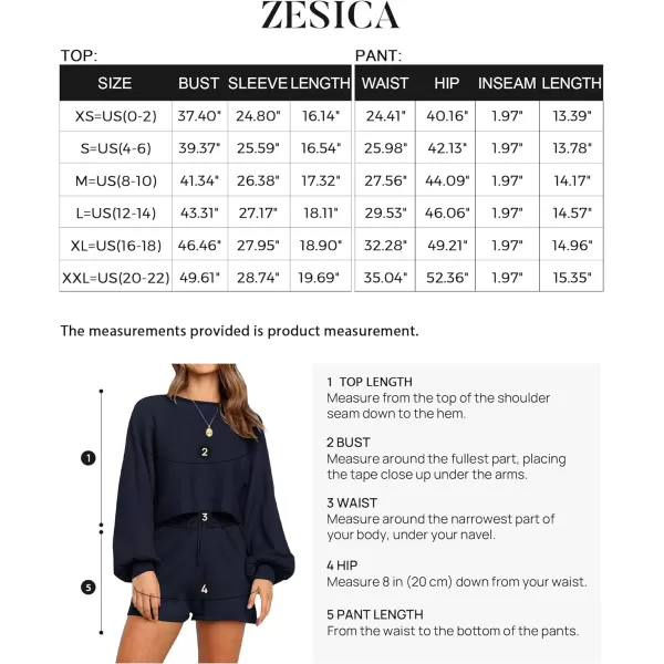 imageZESICA Womens Casual Long Sleeve Solid Color Knit Pullover Sweatsuit 2 Piece Short Sweater Outfits SetsNavy