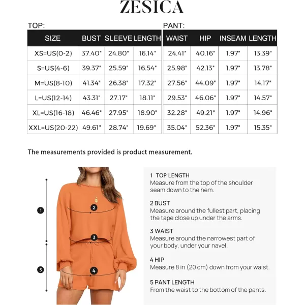 imageZESICA Womens Casual Long Sleeve Solid Color Knit Pullover Sweatsuit 2 Piece Short Sweater Outfits SetsOrange