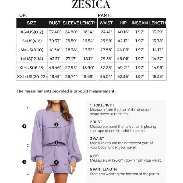 imageZESICA Womens Casual Long Sleeve Solid Color Knit Pullover Sweatsuit 2 Piece Short Sweater Outfits SetsPurple