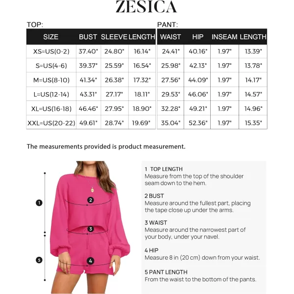 imageZESICA Womens Casual Long Sleeve Solid Color Knit Pullover Sweatsuit 2 Piece Short Sweater Outfits SetsRose