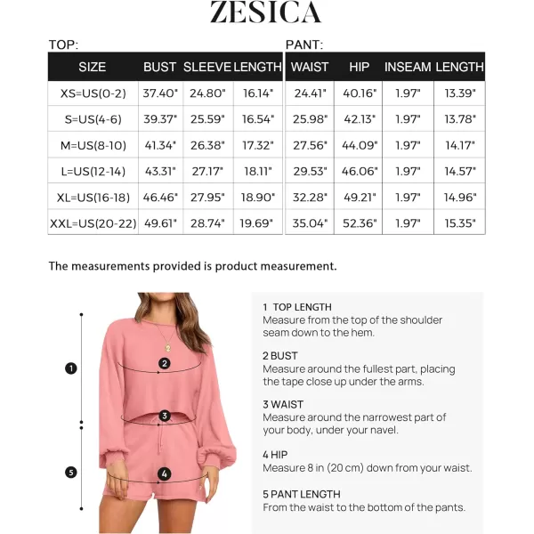 imageZESICA Womens Casual Long Sleeve Solid Color Knit Pullover Sweatsuit 2 Piece Short Sweater Outfits SetsRosepink