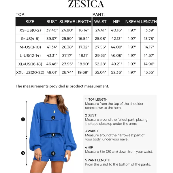imageZESICA Womens Casual Long Sleeve Solid Color Knit Pullover Sweatsuit 2 Piece Short Sweater Outfits SetsRoyalblue