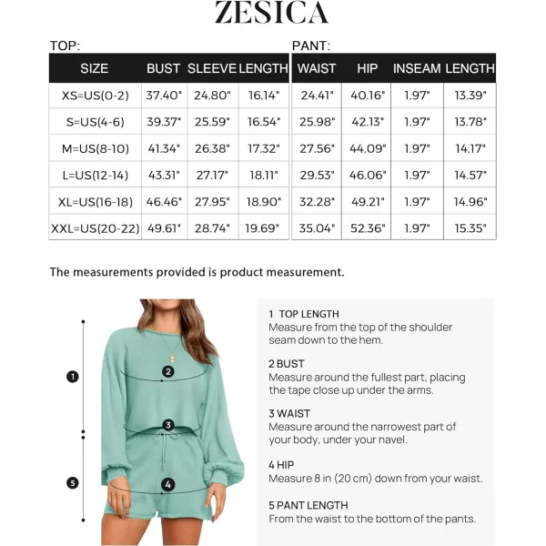 imageZESICA Womens Casual Long Sleeve Solid Color Knit Pullover Sweatsuit 2 Piece Short Sweater Outfits SetsSage