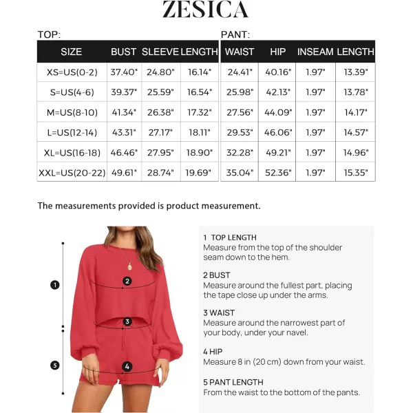 imageZESICA Womens Casual Long Sleeve Solid Color Knit Pullover Sweatsuit 2 Piece Short Sweater Outfits SetsWatermelon