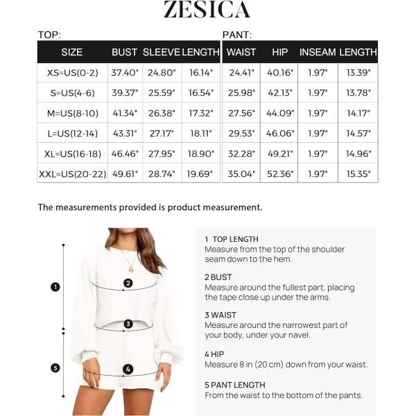 imageZESICA Womens Casual Long Sleeve Solid Color Knit Pullover Sweatsuit 2 Piece Short Sweater Outfits SetsWhite