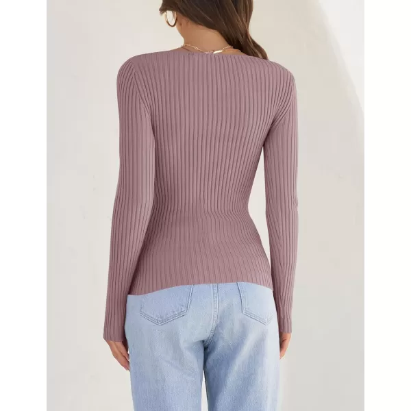 imageZESICA Womens Casual Long Sleeve Tops Square Neck Basic Shirts Fall Winter Slim Fitted Ribbed Knit SweatersTaro
