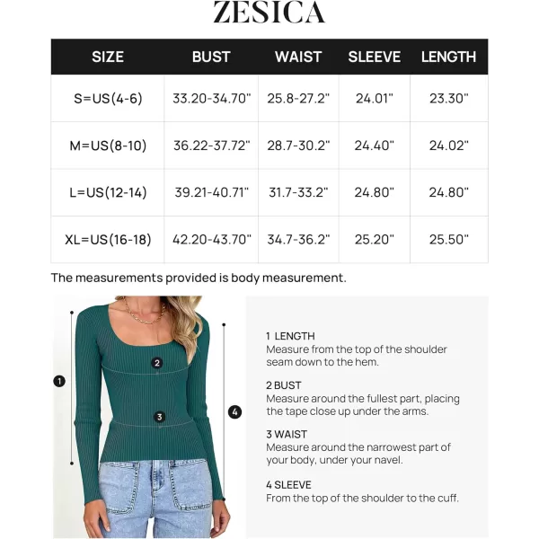 imageZESICA Womens Casual Long Sleeve Tops Square Neck Basic Shirts Fall Winter Slim Fitted Ribbed Knit SweatersTeal