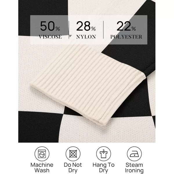imageZESICA Womens Casual Long Sleeve Tunic Sweater Dress Crew Neck Plaid Knit Oversized Pullover Jumper TopsBlack
