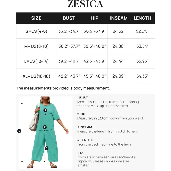 imageZESICA Womens Casual Loose Jumpsuits 2024 Short Sleeve Crewneck Backless Baggy Wide Leg Long Pant Overalls RompersAqua