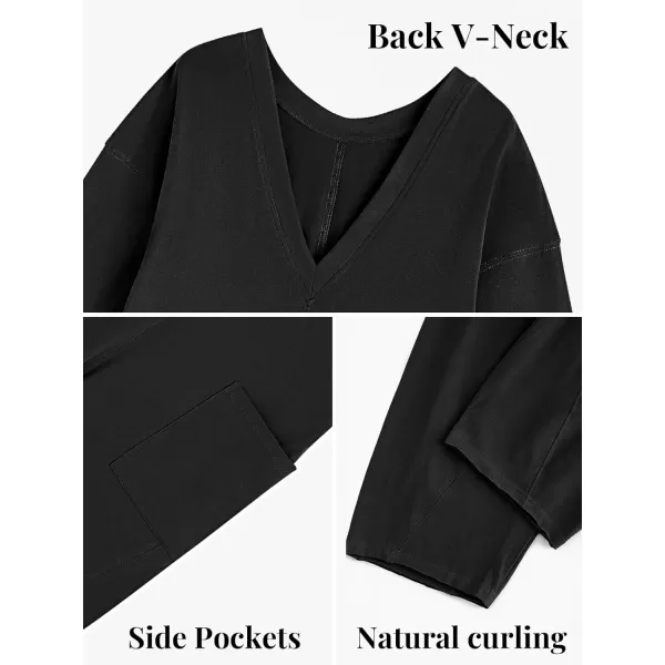 imageZESICA Womens Casual Loose Jumpsuits 2024 Short Sleeve Crewneck Backless Baggy Wide Leg Long Pant Overalls RompersBlack