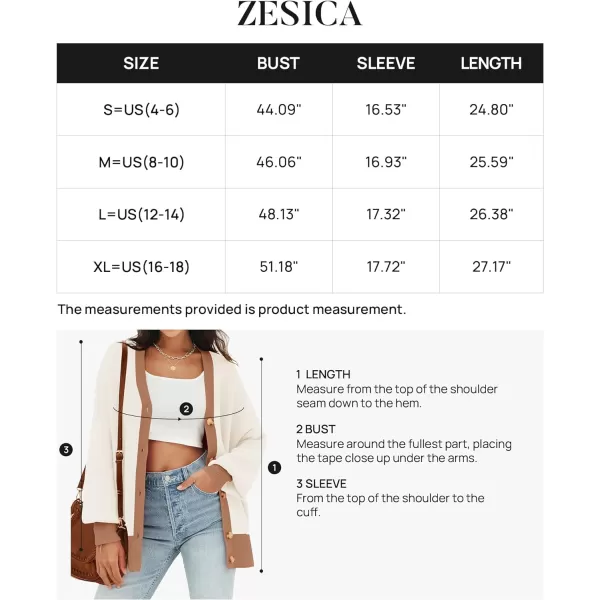 imageZESICA Womens Casual Loose Knitted Cardigan Long Sleeve Open Front Contrast Color Button Down Oversized Sweater CoatsRust