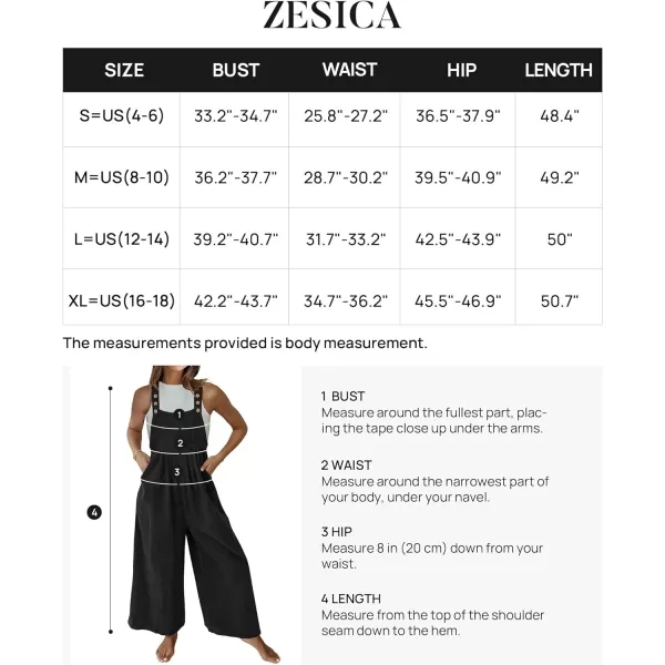 imageZESICA Womens Casual Overalls Jumpsuits Loose Corduroy Bib Adjustable Straps Wide Leg Long Pant Romper with PocketsBlack
