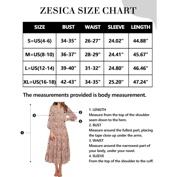 imageZESICA Womens Casual Plaid Crew Neck Long Puff Sleeve Elastic Waist Smocked Flowy Tiered Midi DressLeopard