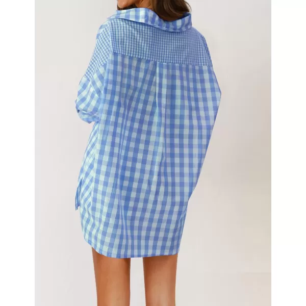 imageZESICA Womens Casual Plaid Patchwork Long Sleeve Button Down Oversized Shirt Blouse TopZESICA Womens Casual Plaid Patchwork Long Sleeve Button Down Oversized Shirt Blouse Top