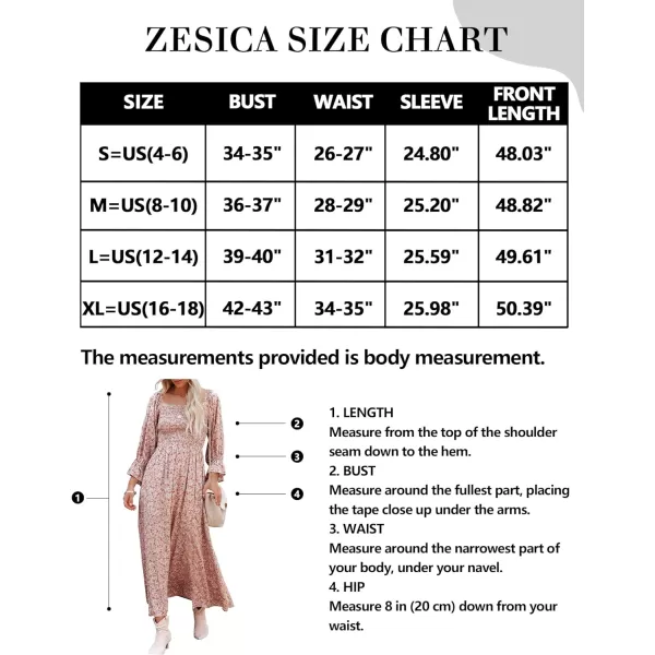 imageZESICA Womens Casual Square Neck 34 Puff Sleeve Solid Color Smocked High Waist Flowy Midi DressPink