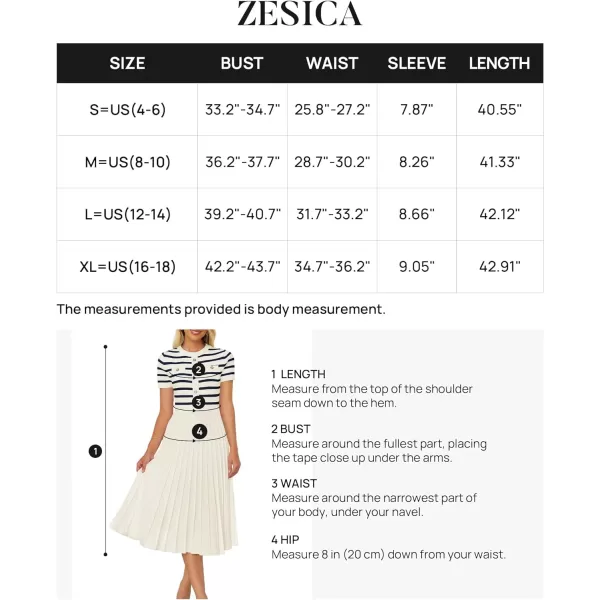 imageZESICA Womens Casual Striped Midi Dress Crewneck Short Sleeve Button Ribbed Knit Swing Pleated A Line DressesBeige