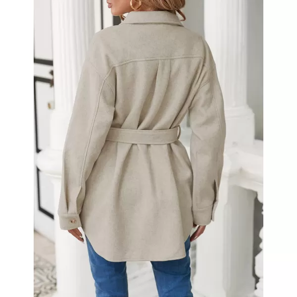 imageZESICA Womens Casual Trench Coat Long Sleeve Lapel Button Down Belted Jacket Outerwear Peacoat with PocketsApricot