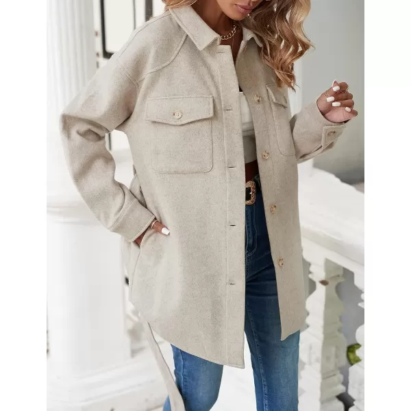 imageZESICA Womens Casual Trench Coat Long Sleeve Lapel Button Down Belted Jacket Outerwear Peacoat with PocketsApricot