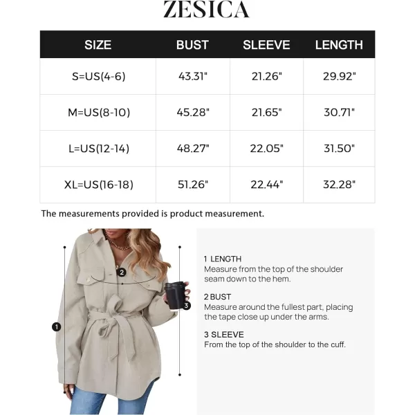imageZESICA Womens Casual Trench Coat Long Sleeve Lapel Button Down Belted Jacket Outerwear Peacoat with PocketsApricot
