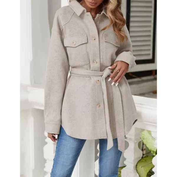 imageZESICA Womens Casual Trench Coat Long Sleeve Lapel Button Down Belted Jacket Outerwear Peacoat with PocketsApricot