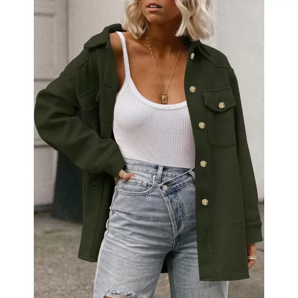 imageZESICA Womens Casual Trench Coat Long Sleeve Lapel Button Down Belted Jacket Outerwear Peacoat with PocketsArmygreen